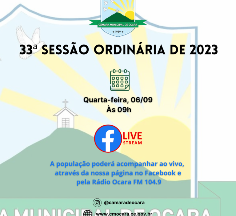 Pauta da 33ª Sessão Ordinária de 2023