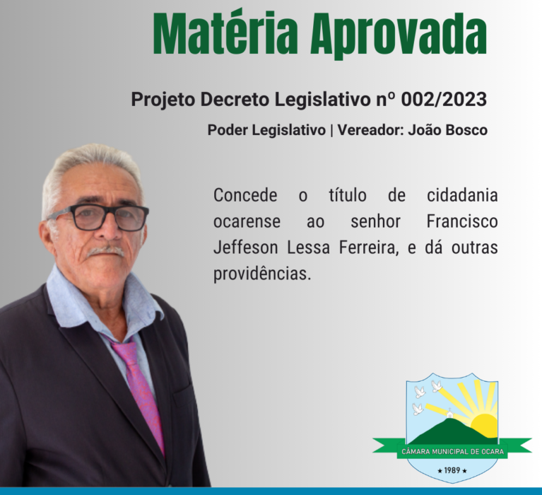 Projeto de Decreto Legislativo nº 002/2023