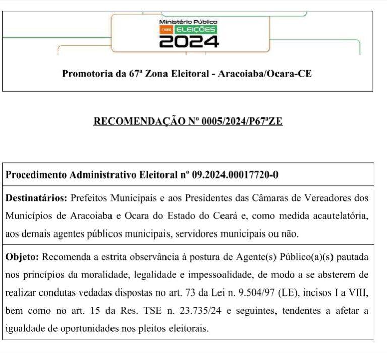 Recomendação nº 0005/2024/P67ªZE