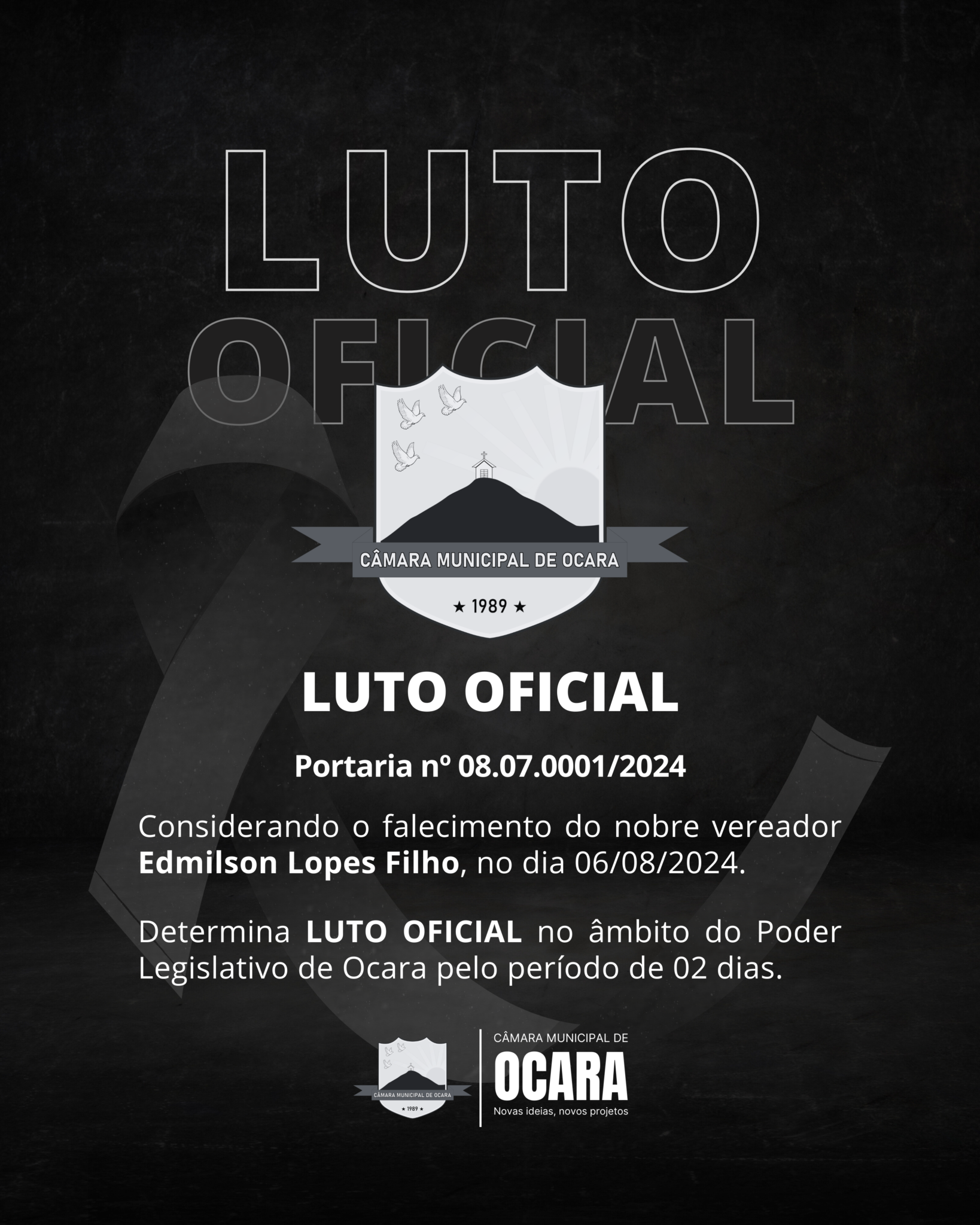 Luto Oficial – Câmara Municipal de Ocara
