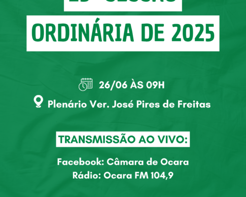 Pauta da 23ª Sessão Ordinária de 2025