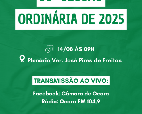Pauta da 30ª Sessão Ordinária de 2025
