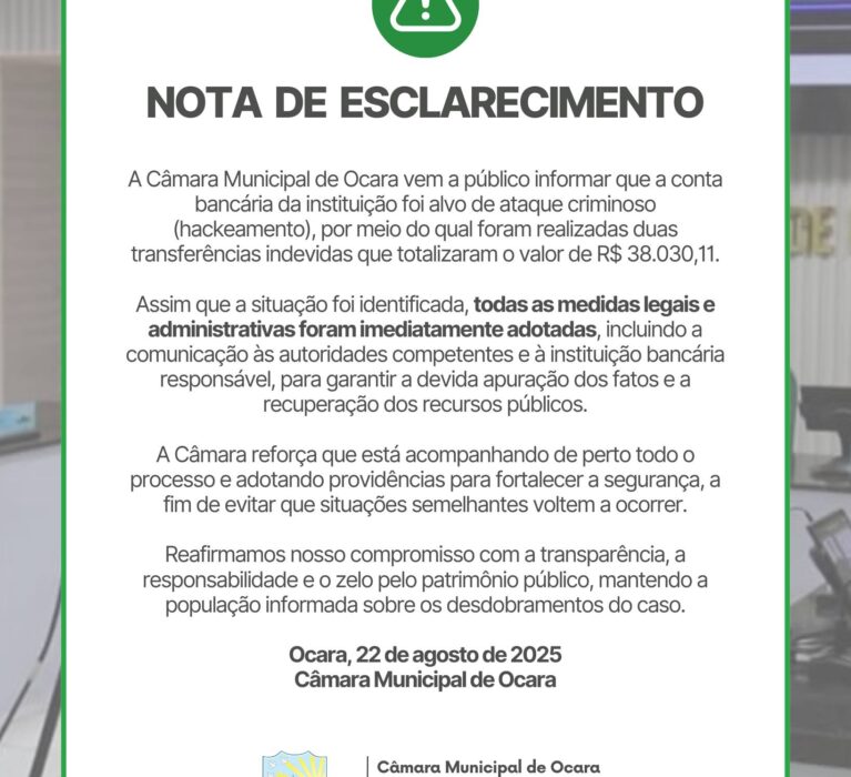 📢 Nota de Esclarecimento!
