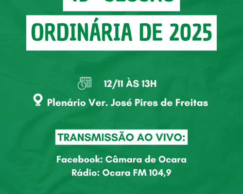 Pauta da 43ª Sessão Ordinária de 2025