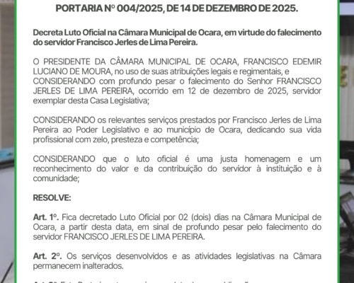 PORTARIA Nº 004/2025, DE 14 DE DEZEMBRO DE 2025.
