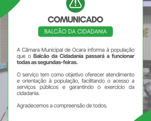 Comunicado – Balcão da Cidadania