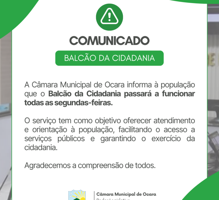 Comunicado – Balcão da Cidadania